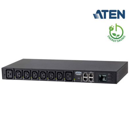 Aten PG6308G 8-Outlet 1U Switched eco PDU, Maximize 1U Power Efficiency, Minimize IT Overheads Cascade up to 64 PDUs with Dual 1G LAN Ports Connection, 32A Max