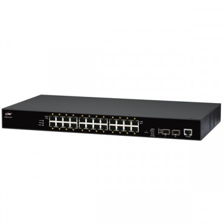 Link PSG-5124+ 24-Port L2 Managed Gigabit PoE Switch (330W) support 24 10/100/1000BASE-T ports with PoE+ (802.3af/at)