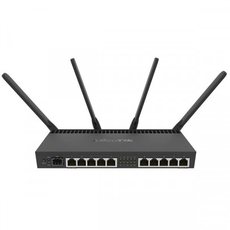 MikroTik RB4011iGS+5HacQ2HnD-IN WiFi Router 10-Port Gigabit, 1-Port SFP+ 10Gbps, Quad-core 1.4Ghz CPU, 1GB RAM, Dual-band 2.4GHz / 5GHz 4x4 MIMO 802.11 ac Wireless and Desktop Case