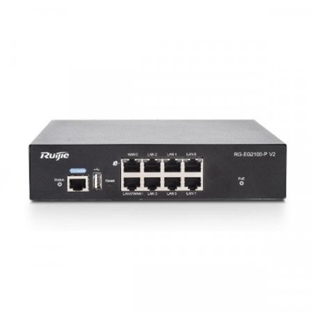 Ruijie RG-EG2100-P v2 All-in-one Smart Access Gateway, 8 GE ports (upto 2 WAN & 7 LAN port) upto 7x POE/POE+ (Lifetime free L7 DPI signature update)