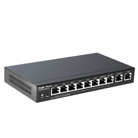Reyee RG-EG310GH-P-E High Performance Cloud Managed Router Multi-WAN Load Balancing Support , 10 Gigabit Ethernet  Ports (WAN/LAN), 8 PoE/PoE+ Ports 110W PoE Power budget, Throughput 1.5 Gbps, Free Cloud Management