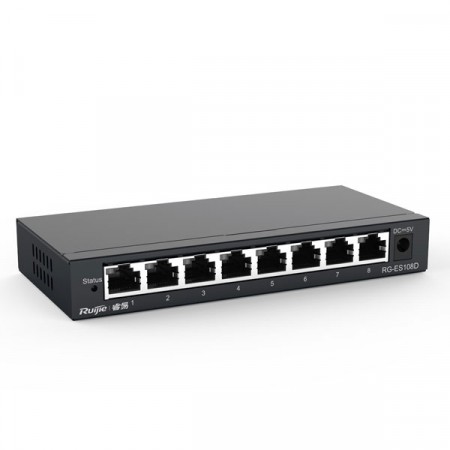 Reyee RG-ES108D 8-Port 10/100 Mbps RJ45 Unmanaged Desktop Switch, Steel Case