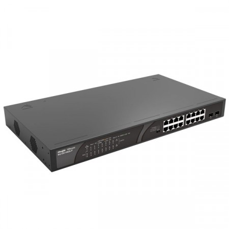 Reyee RG-ES118GS-P 16-Port 16-Port 10/100/1000Mbps + 2 x SFP Gigabit Uplink, 16 of the ports support PoE/PoE+, Power Budget 247W, Unmanaged Switch, Rack‑mount