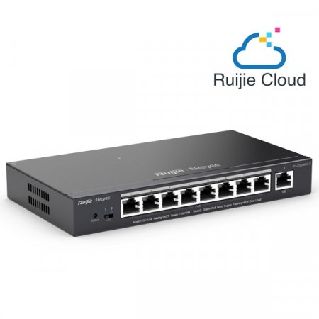 Reyee RG-ES209GC-P 9-Port Gigabit Smart Cloud Mananged PoE Switch, including  8 PoE/POE+ Ports, 120W PoE Power Budget, Desktop Steel Case