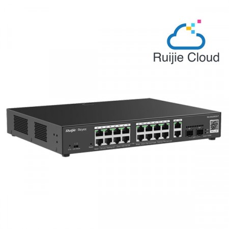 Reyee RG-ES220GS-P 20-Port Gigabit Smart Cloud Managed PoE Switch, including 16 PoE/POE+ Ports, 250W PoE Power Budget, + 2 x RJ45 Port + 2 x SFP Gigabit Port, Unique Value for CCTV Network, Rack-mountable Steel Case