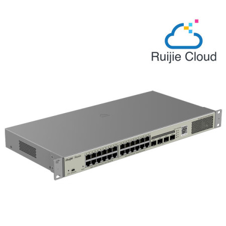 Reyee RG-NBS3100-24GT4SFP-P-V2 24-Port Gigabit L2 Cloud Managed PoE Switch, 24 PoE/PoE+ Ports, + 4 SFP Gigabit Slots, 370W PoE Power Budget, Rack-mountable Steel Case
