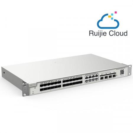 Reyee RG-NBS3200-24SFP/8GT4XS 24-Port SFP L2 Cloud Managed 10G Switch, 24 SFP Slots, 8 Gigabit RJ45 Combo Ports, 4 x 10G SFP+ Slots, Rack-mountable Steel Case