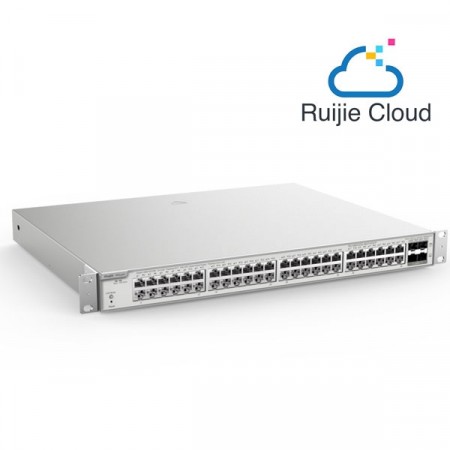 Reyee RG-NBS3200-48GT4XS-P 48-Port  L2 Cloud Managed PoE 10G Switch, 48 Gigabit RJ45 PoE/PoE+ Ports, 4 x 10G SFP+ Slots, 370W PoE Power budget, Rack-mountable Steel Case