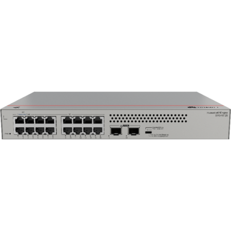Huawei S110-16T2S Unmanaged switches 16 ports Gigabit Ethernet speeds (10/100/1000 Mbps) 2 ports SFP Uplink for fiber optic connections Fanless AC power supply