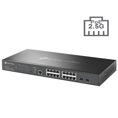 tp-link SG3218XP-M2 Omada 16-Port 2.5G and 2-Port 10GE SFP+ L2+ Managed Switch with 8-Port PoE+ (240 W PoE Budget),  Centralized Cloud Management, Rack Mountable