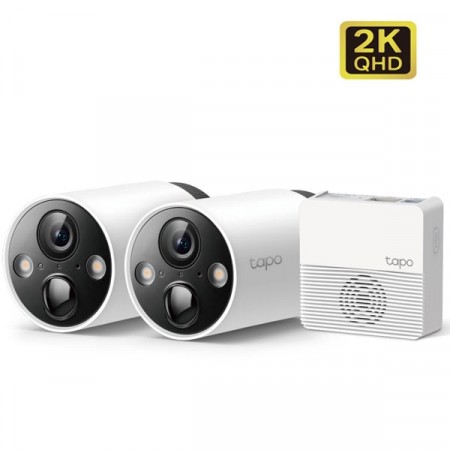 tp-link Tapo C420S2 Smart Wire-Free Security 2 Camera 2K QHD System (2560x1440px), Full-Color Night Vision, Smart AI Detection and Notification, IP65 Weatherproof