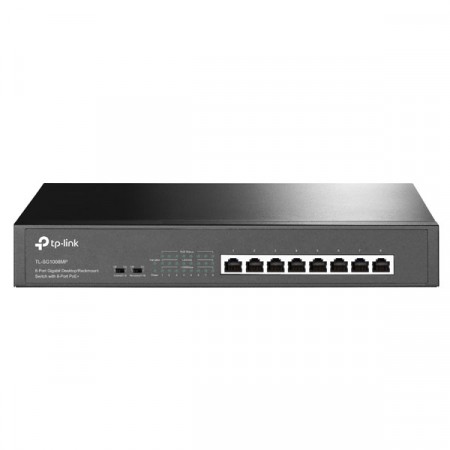 tp-link TL-SG1008MP 8-Port Gigabit Unmanaged PoE Switch with 8-Port PoE+ (802.3at/af), PoE Power Budget 153 W, Rack-Mountable/Desktop Steel Case