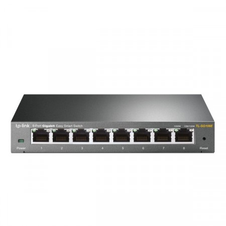 tp-link TL-SG108E 8-Port Gigabit Desktop Easy Smart Switch, 8 10/100/1000Mbps RJ45 Ports, VLAN, QoS, IGMP Snooping, Steel Case