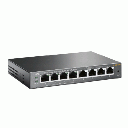 tp-link TL-SG108PE 8-Port Gigabit Easy Smart Switch with 4-Port PoE (802.3af), PoE Power Budget 55W, VLAN, Static Link Aggregation Supports