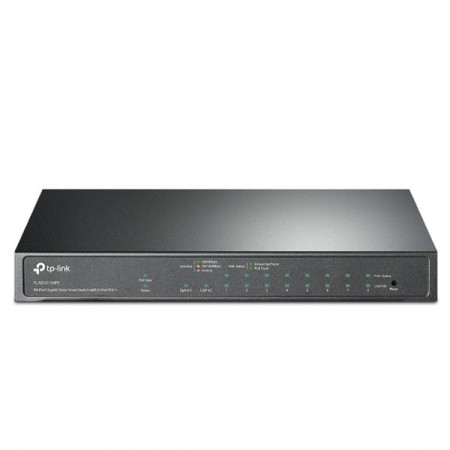 tp-link TL-SG1210MPE 10-Port Gigabit Easy Smart Switch With 8-Port PoE+ (802.3at/af) PoE Power Budget 123 W, + 1× 1000 Mbps Combo SFP/RJ45 Port, VLAN, QoS, IGMP Snooping Support, Desktop Steel Case