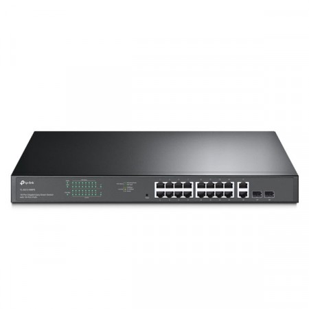 tp-link TL-SG1218MPE 16-Port Gigabit Easy Smart PoE+ Switch (802.3at/af) PoE Power Budget 250 W,+ 2× Gigabit non-PoE RJ45 Ports, with  2× Combo Gigabit SFP Slots, Rack-Mountable Steel Case