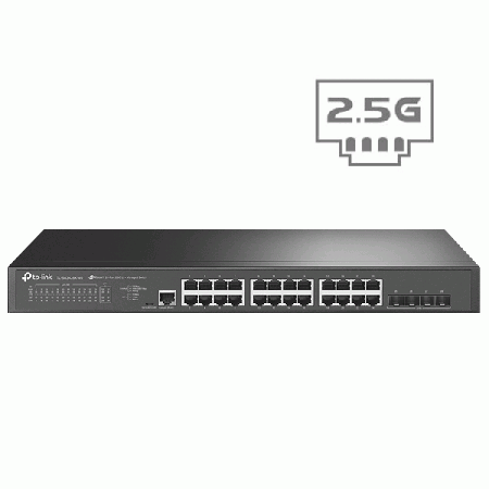 tp-link TL-SG3428X-M2 JetStream 24-Port Multi-Gig 2.5G BASE-T L2+ Managed Switch + 4× 10G SFP+ Slots, VLAN, DHCP Snooping, Omada Controller Support, Rack-Mountable Steel Case