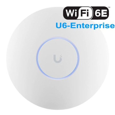 Ubiquiti U6-Enterprise (UniFi 6 Enterprise) 10.0Gbps High-Performance Ceiling, Wall Access Point, WiFi-6E 4x4 MIMO 5/6 GHz, 1x 2.5G Ethernet Port, 802.3at PoE Support (PoE Not Included)