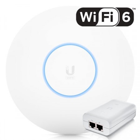 Ubiquiti Set U6-LR+U-POE-at, UniFi Long-Range (U6-LR) Wi-Fi 6 (802.11ax) Access Point Dual-Band + U-POE-at 48VDC @ 0.65A 30W  802.3at devices.