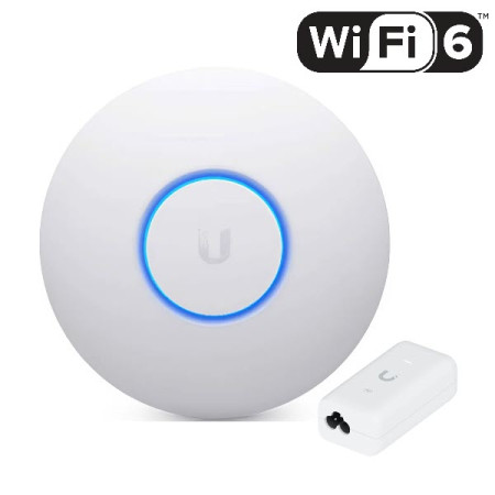 Ubiquiti UniFi U6+ (U6-Plus) + U-POE Wi-Fi 6 (802.11ax) Access Point Dual-Band 3.0 Gbps Aggregate Throughput Rate, Power 23dBm, 802.3af PoE; 48V PoE Support PoE injector included)