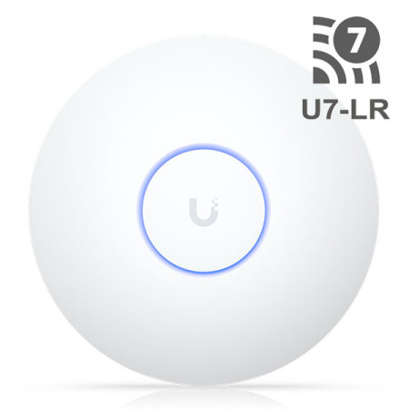 Ubiquiti U7-LR (UniFi 7 Long-Range) Ceiling Wall Mount Wi-Fi 7 Dual Band Access Point Speed 4.98 Gbps, 1 x 2.5 GbE RJ45 ports, PoE+ Support (PoE not included)