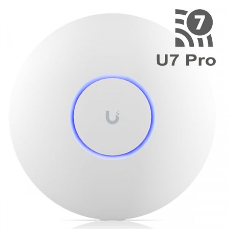 Ubiquiti U7-Pro (UniFi 7 Pro) 8.7Gbps. Tri-Radio 2.4,5,6GHz, 6 spatial streams WiFi7 ac/ax/be, Ceiling Indoor Access Point, 1 x 2.5 GbE RJ-45 Port PoE+ Support (PoE Not Included)