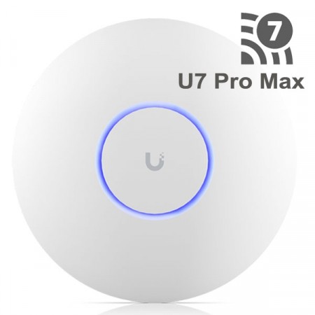 Ubiquiti U7-Pro-Max (UniFi U7 Pro Max) WiFi 7 AP with 8 spatial streams, 6 GHz support, Tri-Radio 2.4,5,6 GHz, Ceiling Indoor Access Point, 1 x 2.5 GbE RJ-45 Port PoE+ Support (PoE Not Included)