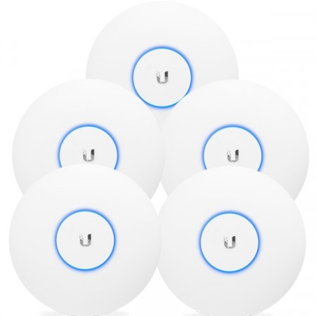 Ubiquiti UAP-AC-PRO-5 Pack 5 Indoor/Outdoor AP Performance 802.11ac, Dual-Band 2.4GHz&5GHz, Antennas 3dBi, Power 22dBm, 48V/0.5A Gigabit PoE Adapter not Included