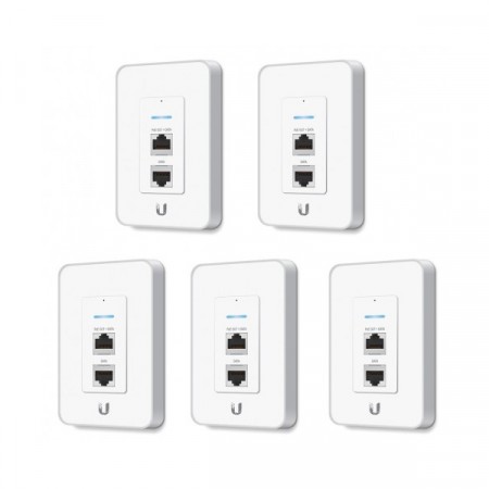 Ubiquiti UAP-IW-5 Pack 5 UniFi AP IN-WALL 802.11n Speed 150Mbps, Single-Band 2.4GHz, Power 17dBm, 802.3af PoE Supported