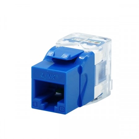 Link US-1005STF CAT 5E RJ45 Blue Modular Jack, Slim Tool Free