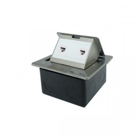 Link US-2032A CAT 6 POP-UP with RJ45 Modular Jack Stainless, 2 Port Outlet w/Damping