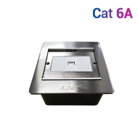 Link US-2061A CAT.6A Floor Outlet Stainless w/LINK, 1 Port CAT.6A Jack Outlet (Loaded), Gasket IP44, Metallic Color