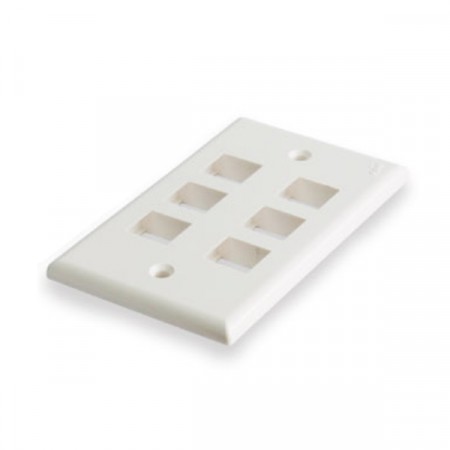 Link US-2316 Shiny Face Plate, 6 Port White