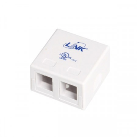 Link US-2402 Surface White Mount Box 2 Port (No Modular Jack)