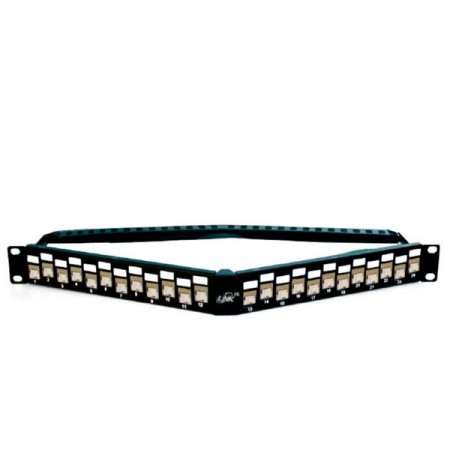 Link US-3324TFAS Shield CAT 6A ANGLE PATCH PANEL 24 PORT, Auto Shutter Angle load with Shutter shield
