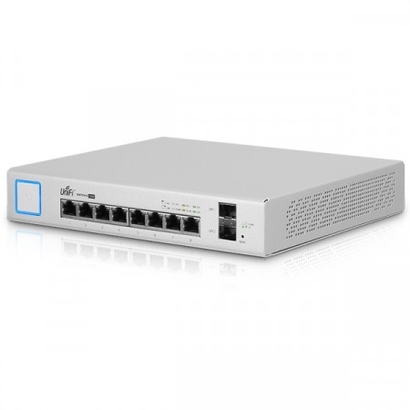 Ubiquiti US-8-150W UniFi Switch PoE 8-Port Gigabit Managed 802.3af/at or 24V passive PoE, 2-Port SFP Enclosure SGCC Steel