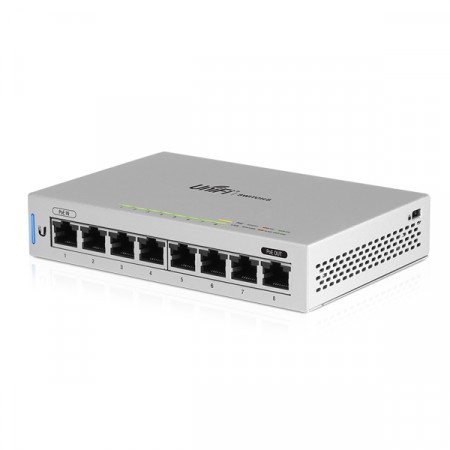 Ubiquiti US-8 UniFi Switches 8-Port Gigabit Managed, 1-Port PoE In 802.3af/at & Passive 48V, 1-Port PoE Out Passthrough, PoE or DC Input Option