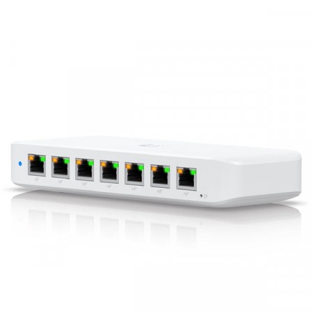 Ubiquiti USW-Ultra-60W (52W) Compact Layer 2, 8-port GbE PoE Switch with Versatile Mounting Options., 7 Port GbE PoE+ output + 1 GbE port with optional PoE++ input