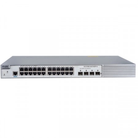 Ruijie XS-S1960-24GT4SFP-H Layer 2+ Managed Switch, 24 10/100/1000BASE-T ports, 4 1G SFP ports (non-combo); Bundled with Ruijie Cloud Service lifetime license