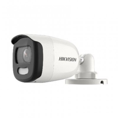 HIKVISION DS-2CE10HFT-F Mini Bullet 5MP Camera Full Time ColorVu, 2.8 mm, 3.6 mm fixed focal lens. 5MP high quality imaging CMOS, 2560 × 1944 resolution 24/7 color imaging with F1.0 aperture.  White Light Range 20M Water and dust resistant IP67