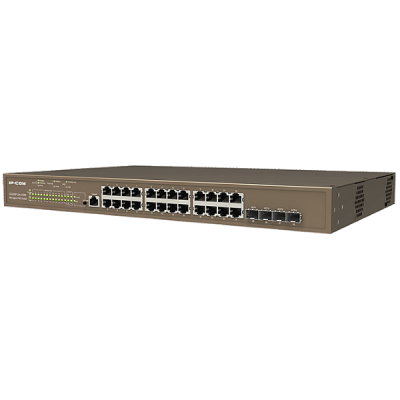 IP-COM G5328F L3 routing protocal managed switch, 24-Ports Gigabit, 4 SFP, 1 Console Port, 12M large buffer, Lightning Protection up to 6KV