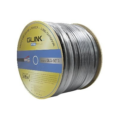 GLINK GLG5011 cat5E Gold series, Outdoor UTP PE w/Drop Wire & Power Wire Cable, Black Color 300M/Roll in Box