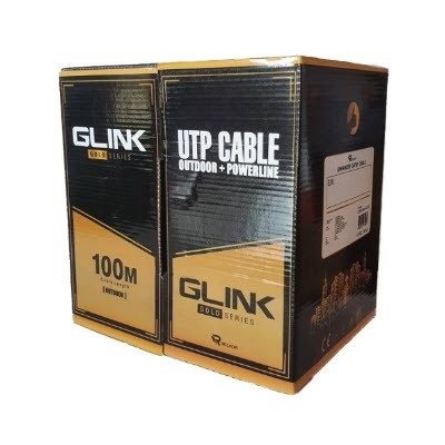 GLINK GLG5003 cat5E Gold series, UTP Outdoor w/Power Wire Cable, Black Color, 100M/Pull Reel in Box