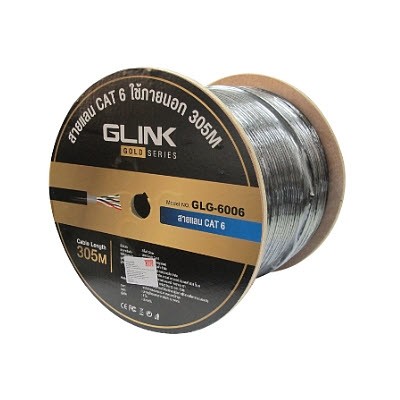 GLINK GLG6006 cat6 Gold series, Outdoor UTP Cable, Black Color, 305M/Roll in Box