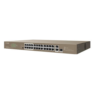 IP-COM F1126P-24-250W 24-Ports 10/100Mbps Unmanage Switch, 1-Port GE, 1 SFP Port with 24-PoE Ports(802.3 af/at) (Power Budget:135W) with 250M Trans. + 6KV Lightening Protection