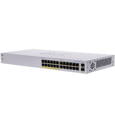 Cisco CBS110-24PP-EU Unmanaged Gigabit POE Switch 24 Port 10x100x1000 Mbps, 2 SFP, PoE 12 Port Partial 100W, Rack mount