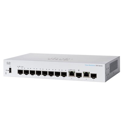 Cisco CBS350-8S-E-2G-EU 8-Port SFP Managed Gigabit Switch + 2x RJ45/SFP + Combo Gigabit Ethernet combo, Mountable Rack 1 U