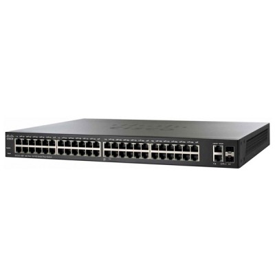 Cisco SF220-48P Switch PoE 48-Port 10/100 Smart Managed, 2-Port SFP Combo, Total Budget 180W, Spanning Tree/Link Aggregation/VLAN Support