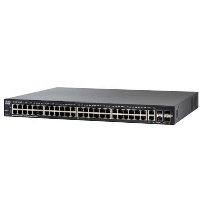 Cisco SF250-48 Switch 48-Port 10/100 Smart Managed, 2 Port Gigabit copper/SFP combo + 2 Port SFP, Spanning Tree/Link Aggregation/VLAN Support, Rack Mount