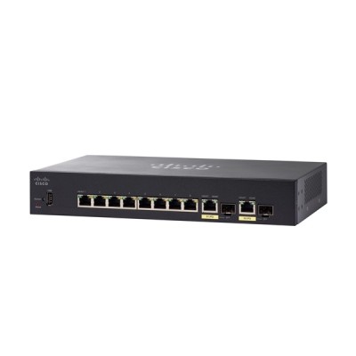 Cisco SF352-08 Switch 8-Port 10/100 L3 Managed, 2-Port Gigabit Copper/SFP Combo, Static Routing/Spanning Tree/Link Aggregation/VLAN Support